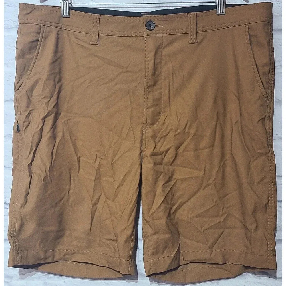 Prana Alameda Hiking Shorts Men's Size 40 Cafe Brown Flat Front Pockets Stretch